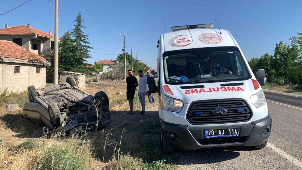 Karaman'da Sollama Yaparken Takla Atan Otomobilin Sürücüsü Yaralandı