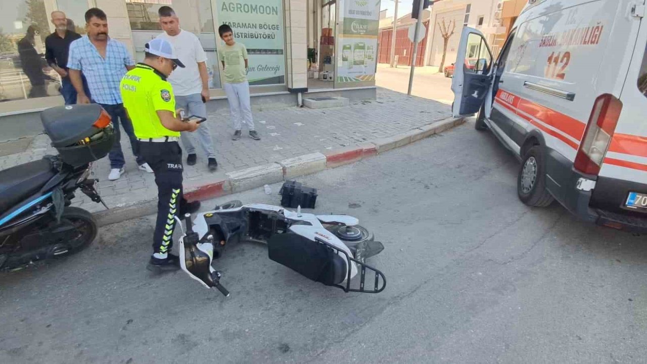 Karaman’da otomobil ile elektrikli bisiklet çarpıştı: 2 yaralı