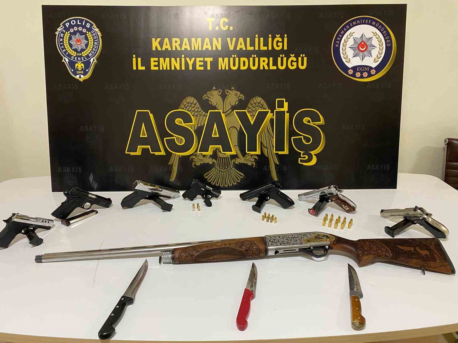 Karaman'da 8 adet ruhsatsız silah ele geçirdi-1