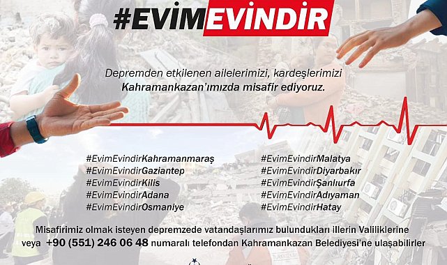 Kahramankazan Belediyesi, depremden etkilenen vatandaşlar için "Evim Evindir" kampanyası başlattı