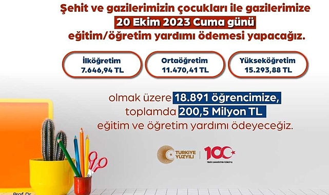 Şehit ve gazi çocuklarına 200,5 milyon lira eğitim yardımı yapılacak