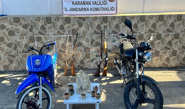 Ermenek'te Jandarma Operasyonu: Çalıntı Motosiklet ve Tarihi Eser Kaçakçılığına Büyük Darbe