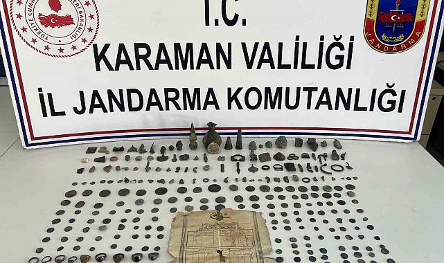 Karaman'da jandarmadan tarihi eser operasyonu