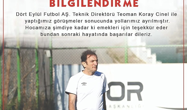 Sivas Dört Eylül Futbol'da, Teknik Direktör Teoman Koray Cinel ile yollar ayrıldı
