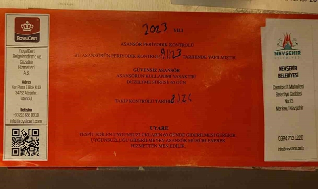 Uzmanlar uyardı: "Kırmızı etiketli asansörleri kullanmayın, kullandırmayın"
