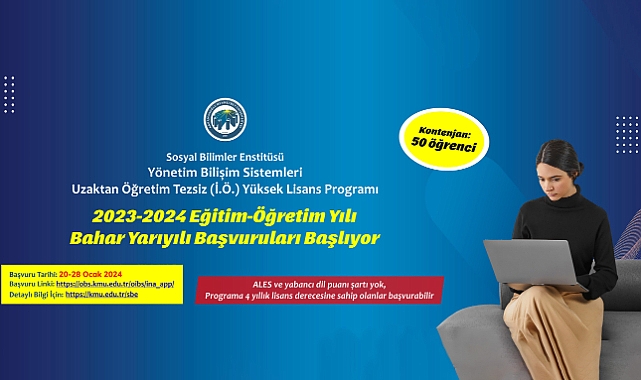KMÜ’DE UZAKTAN ÖĞRETİM TEZSİZ YÜKSEK LİSANS İMKÂNI