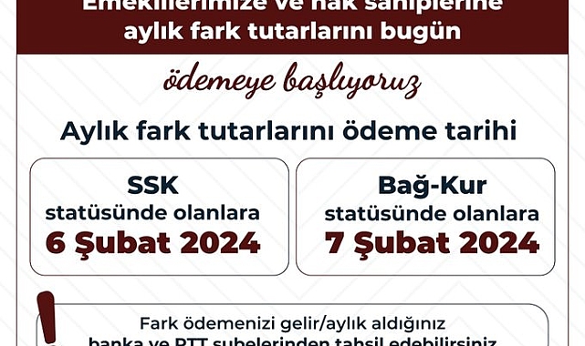 Emekli aylık farkları ödenmeye başlandı