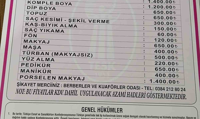Kuaför ücretleri zamlandı