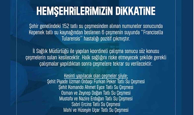 Temiz sanılan sular kirli çıktı, belediye o çeşmeleri kapatma kararı aldı