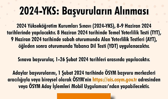 YKS başvuruları başladı