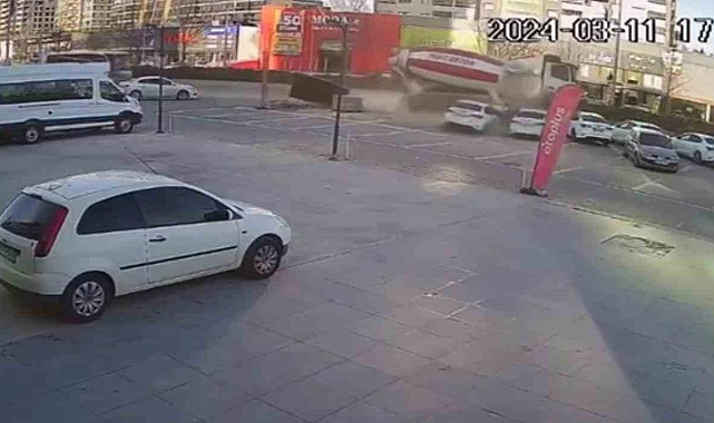 Ankara'da mikser park halindeki 7 araça çarparak durabildi