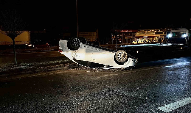 Takla atan otomobilden burnu bile kanamdan çıktı
