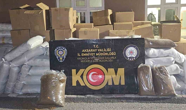Aksaray'da tır içerisinde kaçak tütün ele geçirildi
