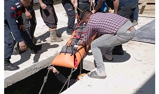 Niğde'de inşaatın gider kuyusuna düşen işçi yaralandı