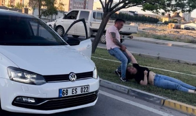 Aksaray'da kadına şiddette yürekleri sızlatan görüntü