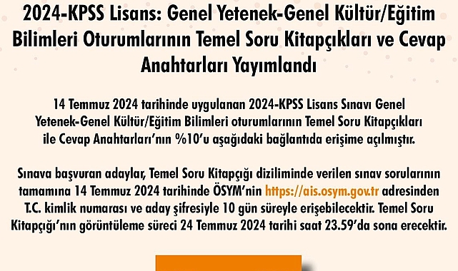 2024 KPSS Soru ve Cevap Anahtarları Yayınlandı: ÖSYM'den Erişim Bilgileri