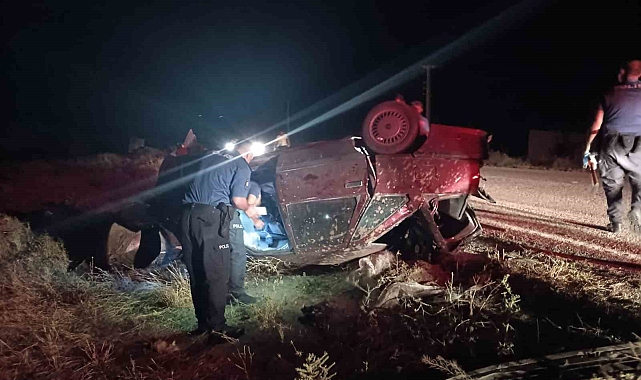 Karaman'da takla atan otomobilin sürücüsü yaralandı