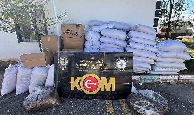Aksaray'da 2 buçuk ton kaçak tütün ele geçirildi