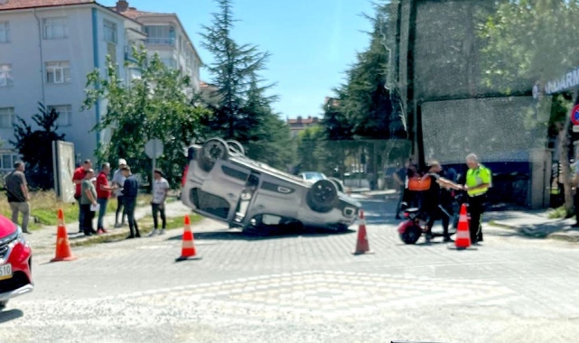 Konya'da otomobil takla attı: 1 yaralı