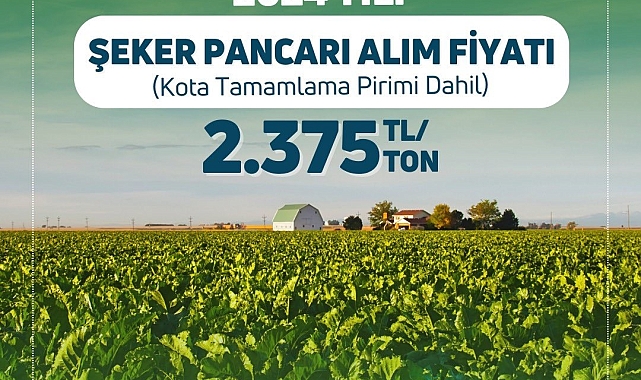 Şeker pancarında 2024 yılı alım fiyatı ton başına 2 bin 375 lira olarak belirlendi
