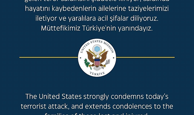 ABD Büyükelçiliği: "Müttefikimiz Türkiye'nin yanındayız"