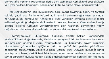 Ankara 2 No'lu Barosu'ndan Kerkük'te yapılacak nüfus sayımına ilişkin açıklama