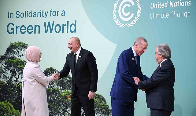 Cumhurbaşkanı Erdoğan ve Emine Erdoğan, BM Genel Sekreteri Guterres ve Azerbaycan Cumhurbaşkanı Aliyev tarafından karşılandı
