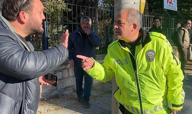 Kazadan görüntü alan İHA muhabirine trafik polisinden sözlü ve fiziki müdahale