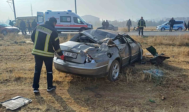 Kontrolden çıkan otomobil tarlaya takla attı: 1 yaralı