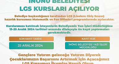 İnönü'de LGS'ye hazırlanan öğrencilere ücretsiz kurs açılıyor