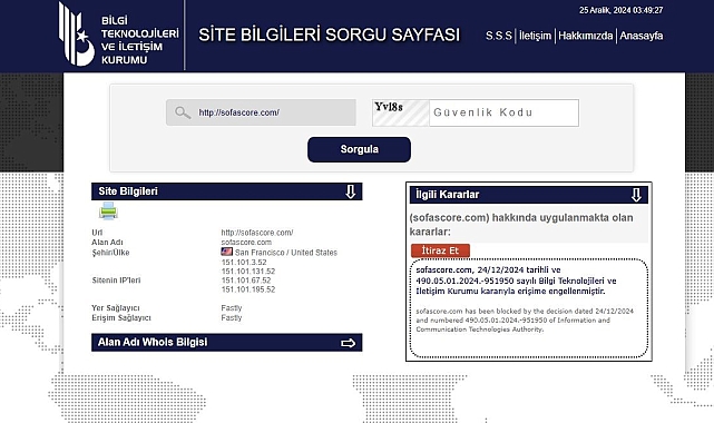 Sofascore'a erişim engeli getirildi