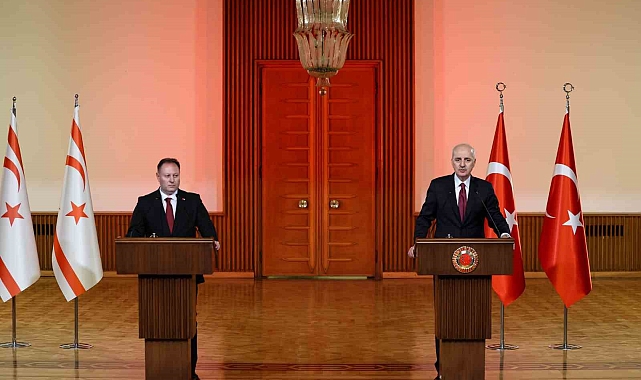 TBMM Başkanı Kurtulmuş KKTC Cumhuriyet Meclis Başkanı Ziya Öztürkler ile basın toplantısı düzenledi