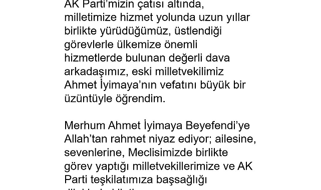 Cumhurbaşkanı Erdoğan'dan Ahmet İyimaya'nın vefatı üzerine taziye mesajı