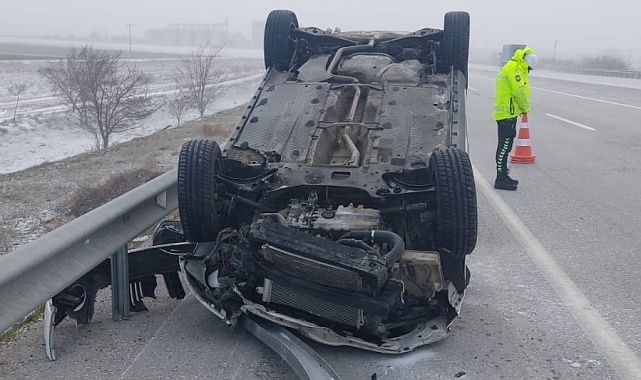 Karapınar'da otomobil takla attı: 1 yaralı