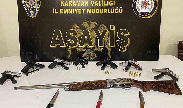 Karaman'da 8 adet ruhsatsız silah ele geçirdi