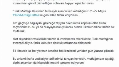 Emine Erdoğan’dan Türk Mutfağı Haftası paylaşımı