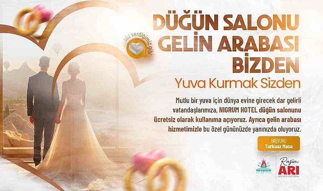 Evlenecek Gençlere 'Düğün Salonu ve Gelin Arabası Bizden' projesi