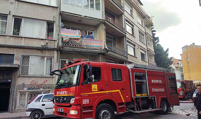 Konya'da boş apartmanda yangın paniği