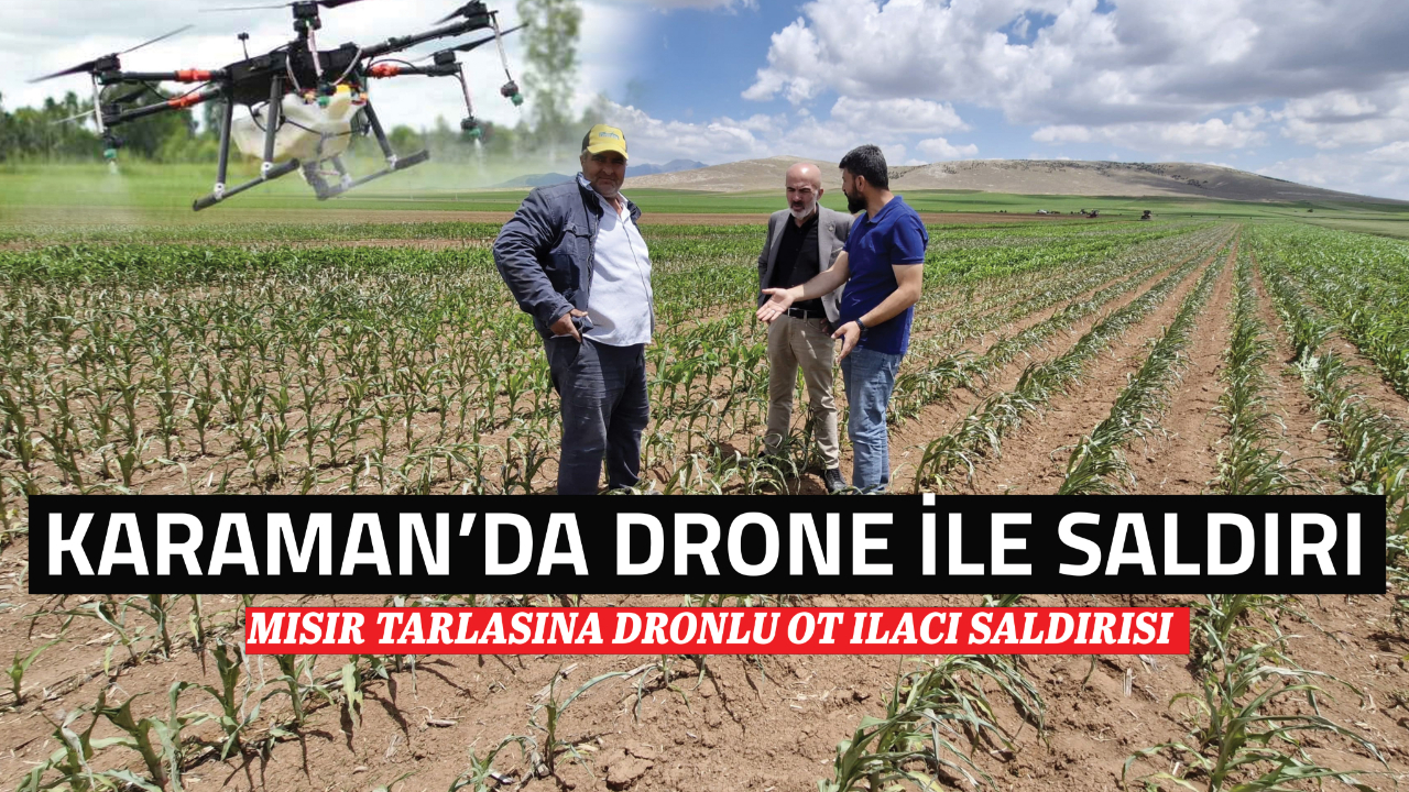 Karaman'da Mısır tarlasına dronlu ot ilacı saldırısı