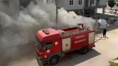 İnşaatın bekçi kulübesi alev alev yandı