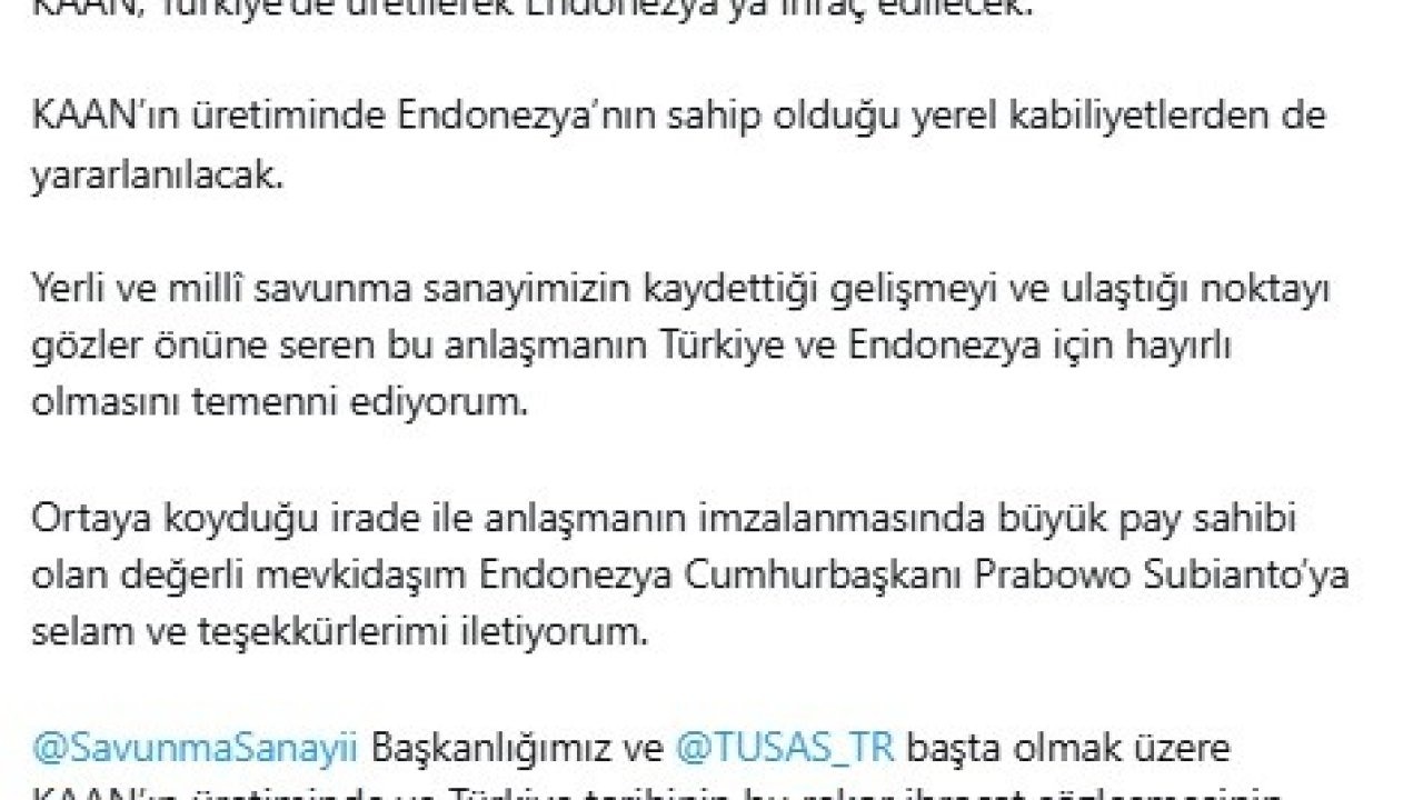 Türkiye'den Endonezya'ya KAAN İhracatında Rekor Anlaşma