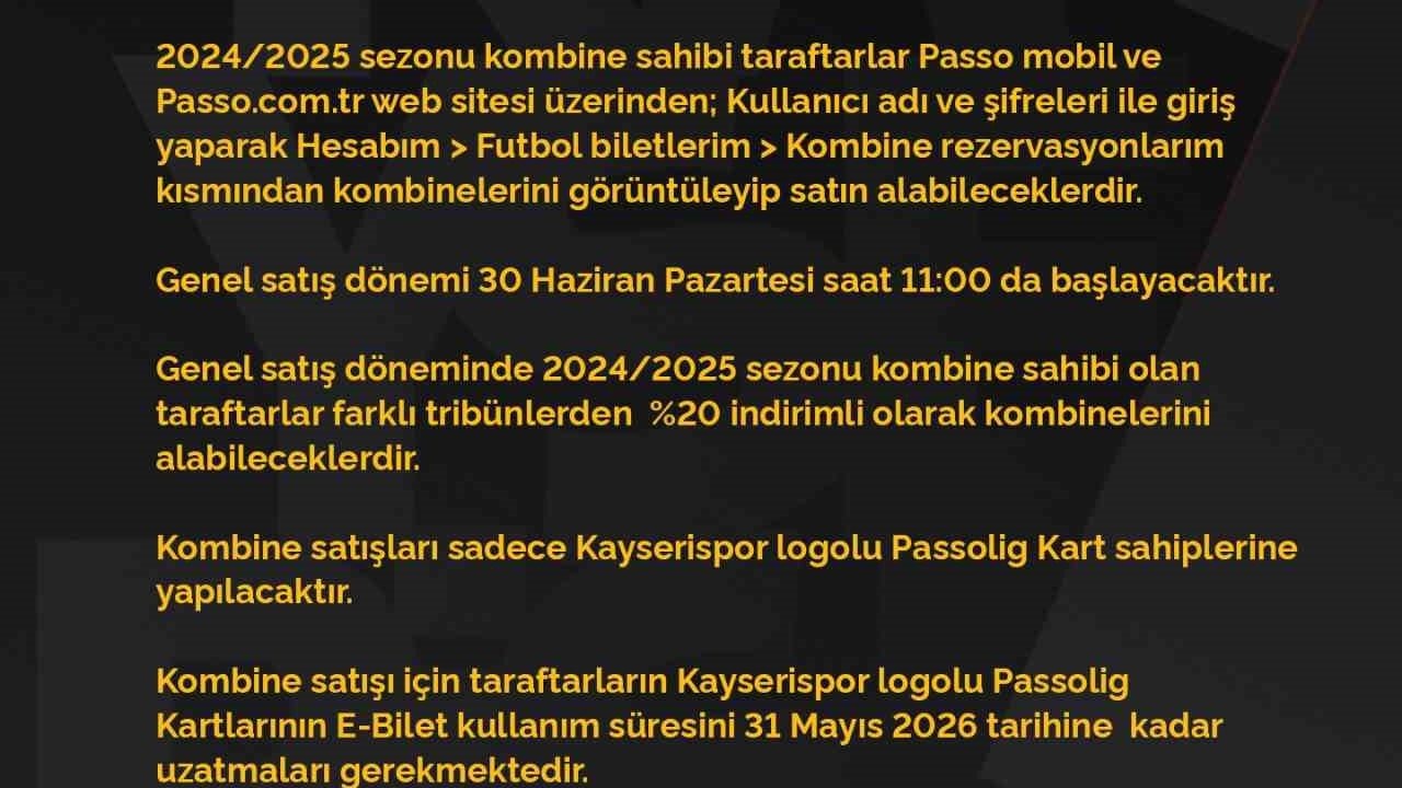 Kayserispor, kombine bilet fiyatlarını belirledi