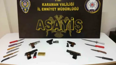 Karaman’da uyuşturucu, kaçak tütün ve ruhsatsız silahlar ele geçirildi