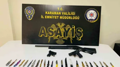 Karaman’da Asayiş Uygulamaları: 7 Tutuklama, Çok Sayıda Kaçak Ürün ve Silah Ele Geçirildi
