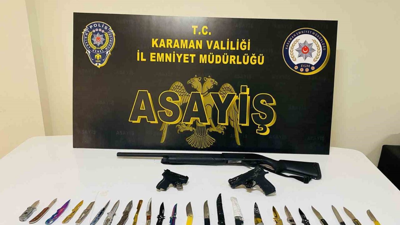 Karaman’da Asayiş Uygulamaları: 7 Tutuklama, Çok Sayıda Kaçak Ürün ve Silah Ele Geçirildi
