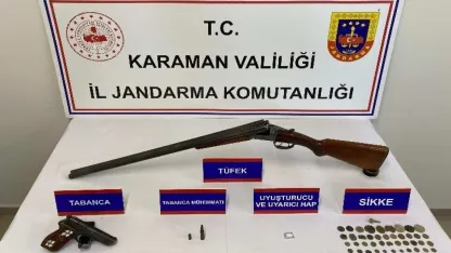 Karaman’da tarihi eser ve ruhsatsız silah ele geçirildi: 7 tutuklama