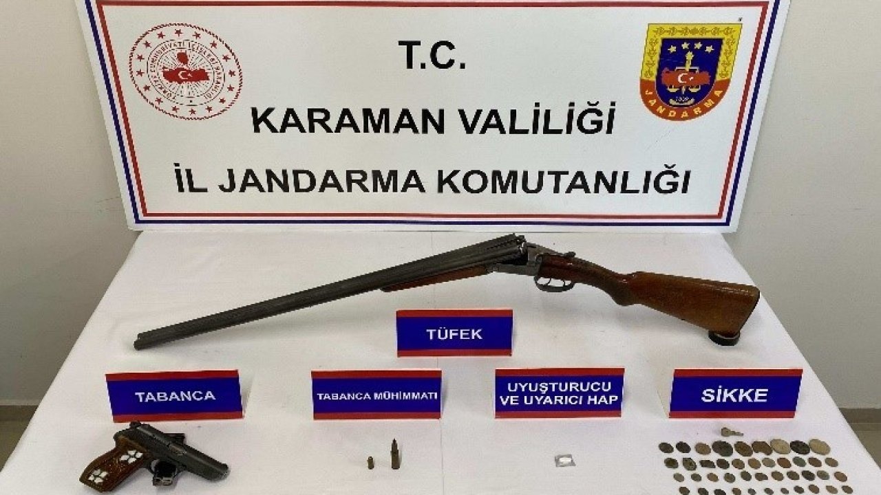 Karaman’da tarihi eser ve ruhsatsız silah ele geçirildi: 7 tutuklama