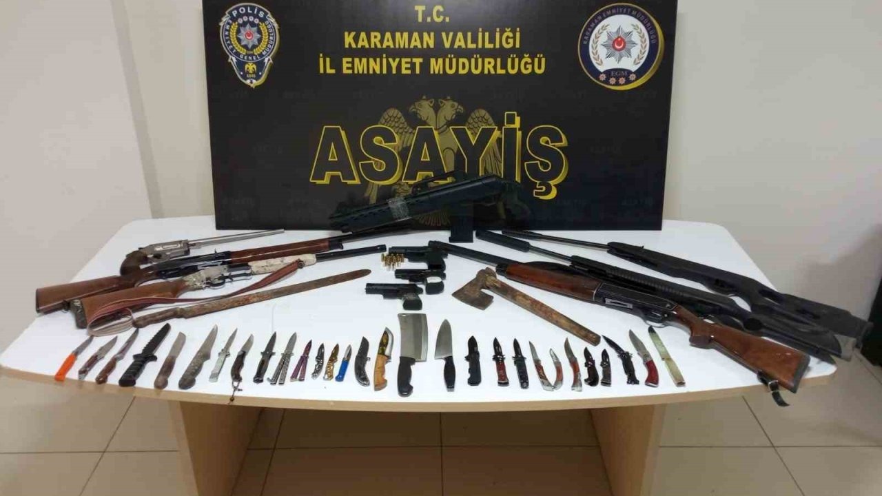 Karaman’da uyuşturucu ve ruhsatsız silahlar ele geçirildi: 8 kişi tutuklandı