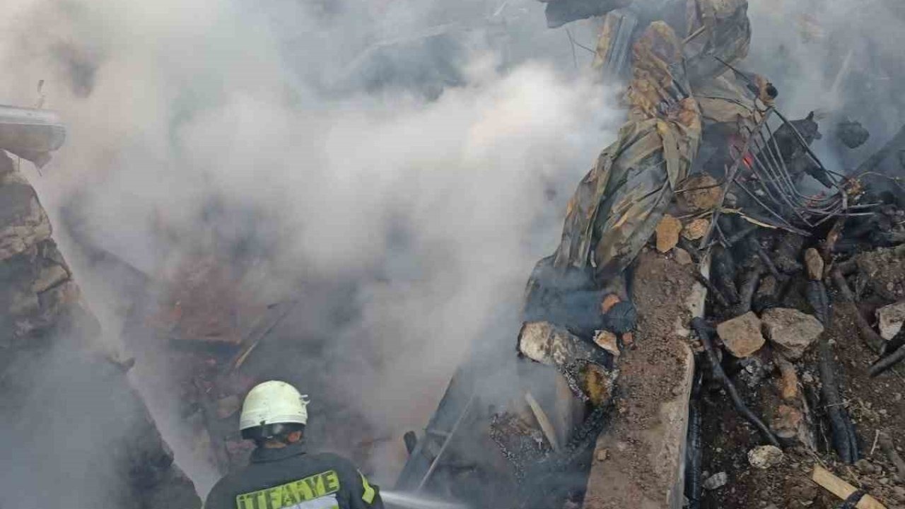 Ahırda başlayan yangın iki eve sıçradı