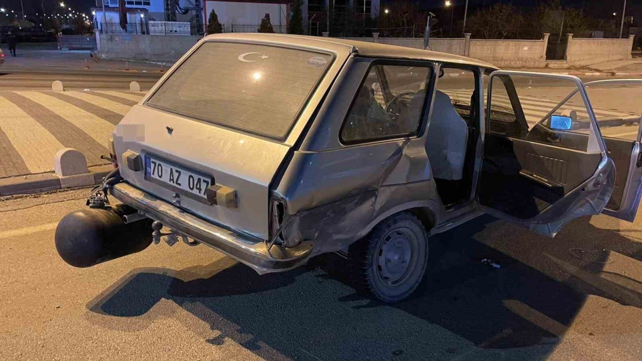 Kazada LPG tankı yerinden çıkan otomobilde gaz kaçağı paniği